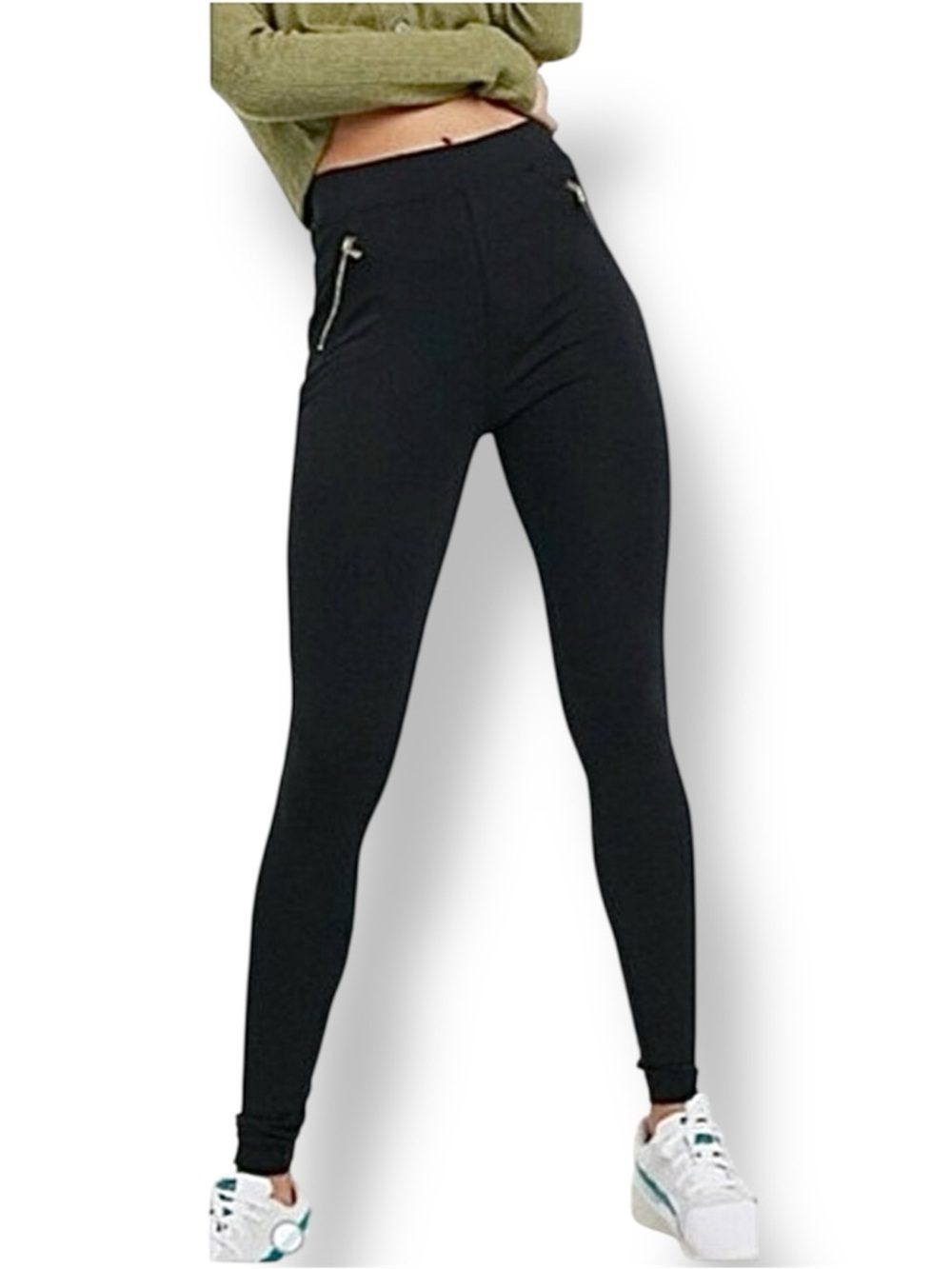 Kate Spade Tall Black Ponte Zip Side Leggings Size L
